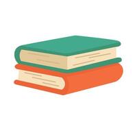 Two closed school books stacked in a neat pile. Flat illustration in cartoon style on white background. vector