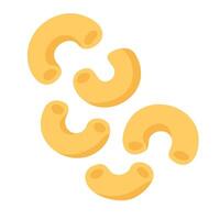 Cartoon macaroni pasta elbows isolated on white background, flat food style illustration. vector