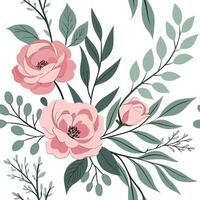 Elegant Floral Pattern with Blush Pink, Sage Green, and Soft Roses vector