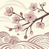 Seamless Japanese Sakura Pattern with Elegant Floral Motifs vector