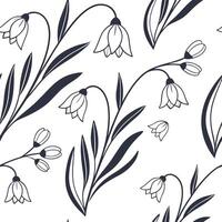 Continuous line drawing seamless print elegant floral loops organic modern vector