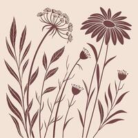 Freeform Wildflowers Seamless Pattern with Expressive Brush Strokes for Artistic Textile and Wallpaper Designs vector