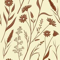 Seamless wildflower pattern scattered blooms botanical nature floral design vector