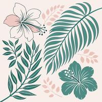 Soft Blush Tropical Floral Seamless Pattern with Hand Painted Leaves and Flowers Ideal for Textile Home Decor and Surface Design Projects vector