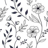 Seamless single line floral pattern continuous flow minimalist botanical design vector