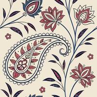 Boho floral seamless pattern wildflowers pampas grass abstract shapes warm earthy tones textile design vector