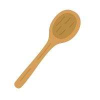 Simple cartoon wooden spoon kitchen utensil for cooking and serving food, isolated, flat style. vector