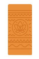 Flat cartoon yoga mat with lotus flower and decorative pattern. Ideal for meditation, posture and daily yoga. vector