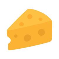 Bright cartoon cheese slice with holes, isolated on white background, flat style. vector