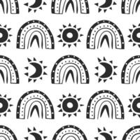 Bohemian Geometric Seamless Pattern with Abstract Shapes Hand-Drawn Tribal Design Decorative Background Fabric Wallpaper Art vector