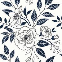 Decorative Seamless Flower Pattern in Grayscale Aesthetic vector
