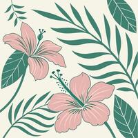 Delicate Tropical Floral Seamless Pattern in Soft Blush Colors with Intricate Leaf and Flower Motifs for Artistic and Commercial Use vector