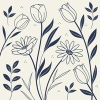 Minimalist Monoline Botanical Seamless Pattern for Modern Textile and Wallpaper Design vector