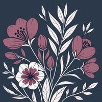Elegant Moody Floral Seamless Pattern in Deep Indigo for Luxe Textile and Wallpaper vector