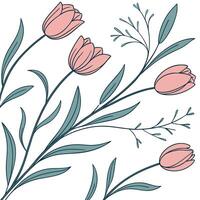 Elegant Tulip Floral Seamless Pattern With Delicate Botanical Elements For Textile And Wallpaper Design Perfect For Spring Collections And Home Decor Projects Featuring Soft Color Palettes And Natural vector