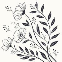 Seamless Wall Pattern Line Art Floral Leafy Minimal Scandinavian Style vector