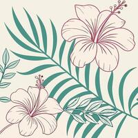 Tropical Floral Pattern in Soft Blush Palette Seamless Design with Subtle Leaves and Petals Perfect for Fashion and Interior Applications vector