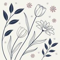 Monoline botanical seamless pattern with abstract leaves and organic line art floral design for modern textiles and minimalist decor vector