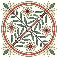 Small Tile Mosaic Pattern with Floral and Abstract Shapes vector