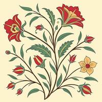 nlay Art-Inspired Mughal Garden Pattern with Floral Elements and Soft Tones vector
