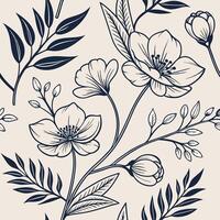 Seamless Floral Pattern with Vintage Botanical Illustration Style vector