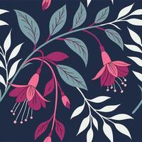 Dark Indigo Botanical Repeat Design with Shadow Effects for Fashion and Decor vector
