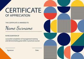 Certificates of graduation and appreciation design. Geometric colorful artwork template vector