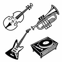 Musical Instruments and Turntable Graphic Design vector