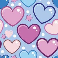 Pastel Hearts and Stars Seamless Pattern Design for Valentines Day vector