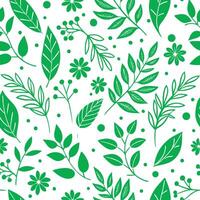 Seamless Pattern Green Leaves Botanical Illustration Nature Design vector