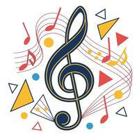 Abstract Music Treble Clef Design with Notes and Geometric Shapes vector