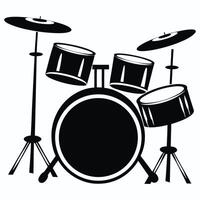 Simple Black and White Drum Set Illustration vector