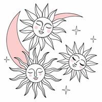 Sun and moon tattoo design vector