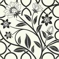 Elegant Black and White Floral Pattern Design with Intertwined Branches and Leaves vector