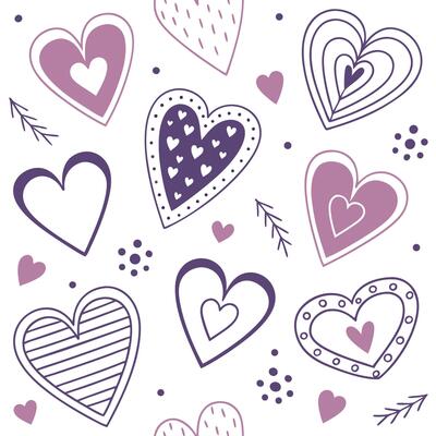 seamless pattern featuring cute doodle hearts in pink tones perfect for valentine and love design