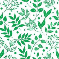 Seamless Pattern Green Leaves Botanical Illustration Nature Background vector