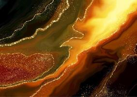 abstract liquid marble design with sparkling gold glitter vector