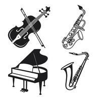 Black and White Illustrations of Musical Instruments vector