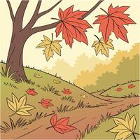 A tree with a lantern and a path in the woods vector