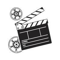 The board claps to start the action Movie clapperboard doodle vector