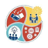 A simplified organizational chart showing a hierarchy of leadership with icons vector