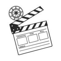 The board claps to start the action Movie clapperboard doodle icon vector