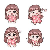 set of children expression gesture illustration art vector