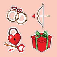 set of valentines elements icons illustration art vector