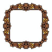 black and gold art frame with elements engraving ornament illustration vector