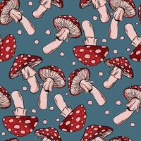 seamless pattern with red mushroom illustration art vector
