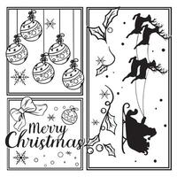 set sketch of christmas elements icons illustration art vector