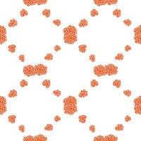 Seamless pattern of orange flowers with white outline placed on a rhombus grid on a white background vector