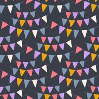 Seamless pattern with colored flags and garlands on dark background vector