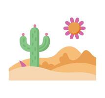 A cactus and a flower in the desert vector
